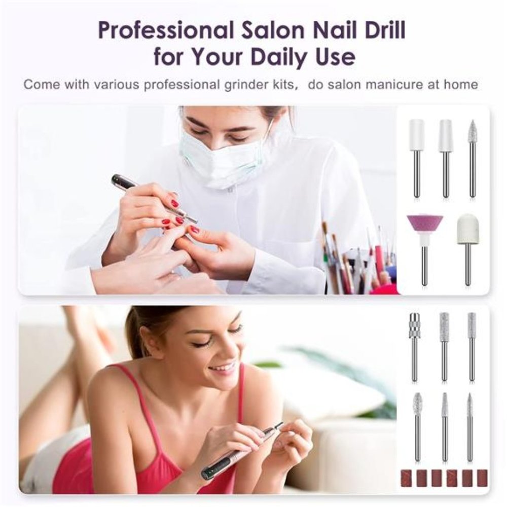 Cordless Nail Drill Electric File:Professional for Acrylic Gel Dip Powder Nails - Picture 5 of 6